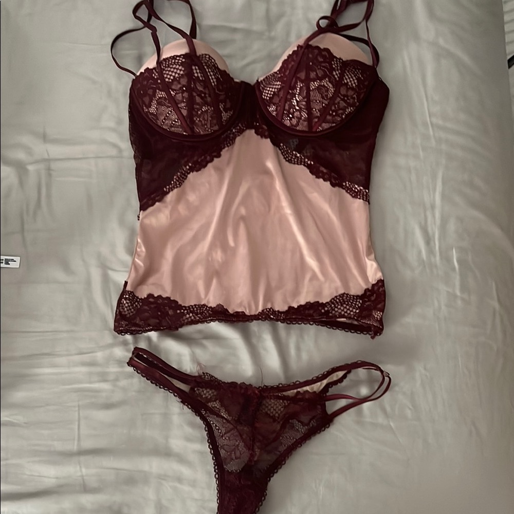 Frederick's of Hollywood Red and Pink Chemise with Lace Details
